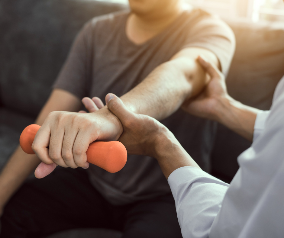 man doing rehabilitation exercises